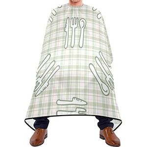Haar knippen schort 140x168 cm, geruite mes vork print kappersjurk duurzaam haar snijden jurk grote kappers snijden jurk, voor het verven styling, salon, vrouw