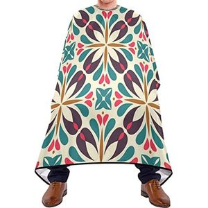 Haarknipschort 140 x 168 cm, boho bloempatroon kappersjurk waterdichte kappersjurk met kliksluiting of haak haarknipjurk, voor salon, haarstyling, mannen