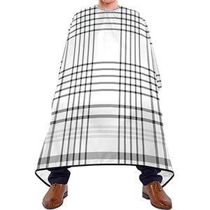 Haarknipschort 140 x 168 cm, grijs geruit kappers snijjurk unisex salon kapper cape met kliksluiting of haak kappersjurk, voor mannen, kinderen, kapperszaak