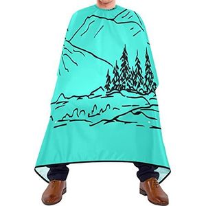 Haarknipschort 140 x 168 cm, Mountain Line Tekening Kappers Cape Unisex Kappers Snijjurk Waterdichte Haar Cut Cape, Voor Kinderen, Volwassenen Vrouw