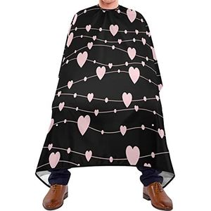 Haarknipschort 140 x 168 cm, roze harten, kappersschort, uniseks, kappersschort, duurzame professionele saloncape, voor kappers, haarstyling, kinderen