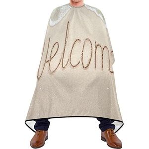 Haarknipschort 140x168cm, welkom strand kappersschort verstelbare haarstyling cape grote kappersjurk, voor haarstyling, salon, mannen