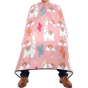 Haarknipschort 140x168cm, roze lama cactus salon kapper cape zachte kappersjurk waterdichte kappers snijjurk, voor het verven styling, salon, vrouw