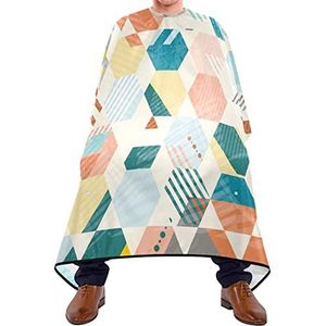 Haar snijden schort 140x168cm, kleurrijke geometrische haarsnit cape met kliksluiting of haak salon kapper cape zachte kappersjurk, voor haarstyling, kinderen, verven styling