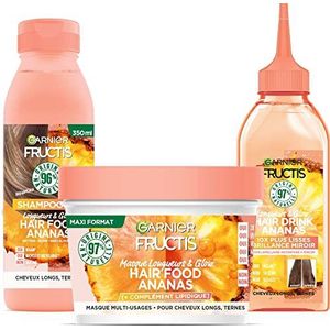 Hair Food Garnier - Fructis Hair Food Ananas - Voedende haarverzorgingsset - Routine voor lang en dof haar - 3 producten: 1 multifunctioneel masker + 1 shampoo + 1 lamellaire verzorging - veganistisch