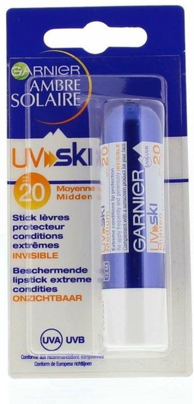 Garnier Ambre Solaire UV Ski Zonnebrand Lipbalsem SPF 20 - Berschermt tegen UV straling en uitdroging - 7 ml
