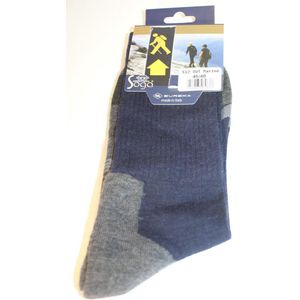 Merino wollen WERK/WANDELsok - versterkte hiel en teen - blauw/grijs - 39/42