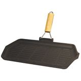 Baumalu Rechthoekige gietijzeren grillpan met inklapbaar handvat 33.5 x 19.5 cm