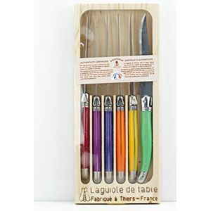 Laguiole Jean Dubost 97131 London Mix - Set van 6 vleesmessen, gesorteerde kleur