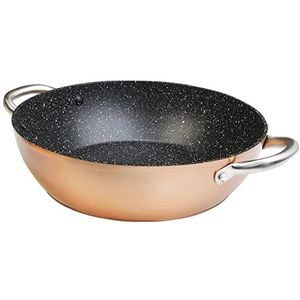 WECOOK! Professionele inductie steelpan, 32 cm, milieuvriendelijk, PFOA-vrij, gesmeed aluminium, koperkleurig, 2,8 mm dik, handgrepen van roestvrij staal, glaskeramiek, gas, oven