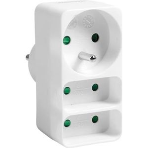 ITENSE - Stekkerdoos, meervoudig stopcontact - Triplite stekker - 3 stopcontacten - 1 x 16A + 2 x 6A - Wandmontage stekkerdoos - Kleur: Wit - Kinderbeveiliging - Materiaal: PVC - Spanning: 230V