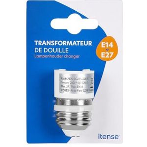 ITENSE - Fittingsadapter, e14 naar e27 fittingstransformator - E14 fitting naar E27 fitting - Eenvoudige montage - Geschikt voor alle E14 lampen - Stroomsterkte: 2A - Voltage: 250 V