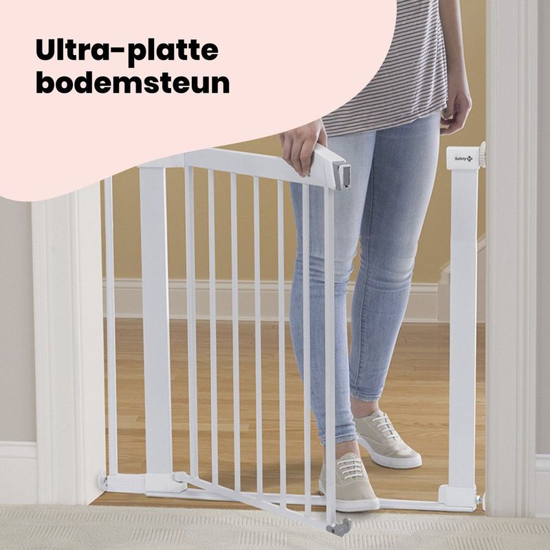 Safety 1st Flat Step, veiligheidshek voor kinderen/baby's, traphekje met platte drempelstang, 73 tot 80 cm, metaal (wit)