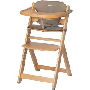 Bebeconfort Timba + Kussen, Houten Meegroeikinderstoel, 6 Maanden-10 Jaar, tot 30 kg, Uitneembaar Tafeltje, Verstelbare Zitting & Voetensteun, Past bij Timba Baby, Natural Wood + Beige