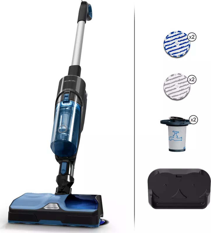 Rowenta Nass-Trocken-Sauger X-Combo, 2-in-1 Staubsaugen und rotierendes Wischen gleichzeitig, 215 W, beutellos, hohe Saugkraft, drei Reinigungsmodi, starker 21,6 V Akku, GZ3038