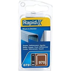 Rapid Nieten voor Tacker Type 970, 14mm Nietjes, 672 St., met Zaagsnede, Vlakdraadnieten voor Black & Decker Hand- en Elektrische Tackers