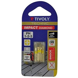 Timoly 11523320001 3 stuks diamantschroevendraaierbits Impact Torsion voor schroeven Philips PH1-2-3 schroevendraaier