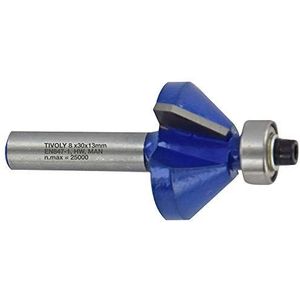 Tivoly XT60642067810 bovenfrees met conische verzinkboor + geleiding Ø 45 mm, blauw