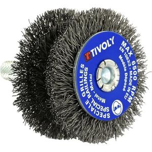 TIVOLY XT202520140 Cilinderborstel met treden voor boormachines van gebeitst staal, diameter 60 mm, draad 0,35 mm