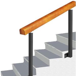 Leuningen buiten trapleuning past voor 2 of 4 stappen overgangsleuningen voor beton of houten treden zijwanden, smeedijzeren veranda handrail (kleur: 90 cm, maat: H 95 cm)
