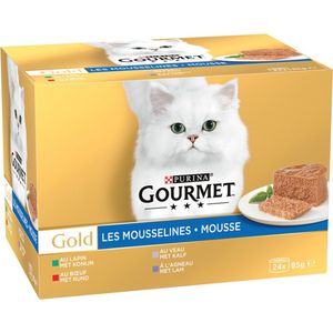 Gourmet Gold Mousse Rund - Konijn - Kalfsvlees - Lam 24 x 85 gr