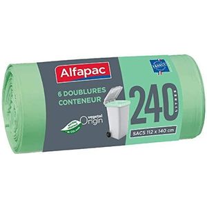 ALFAPAC - 6 zakken met rollende vuilnisemmer en container 240L - Vegetal Origin