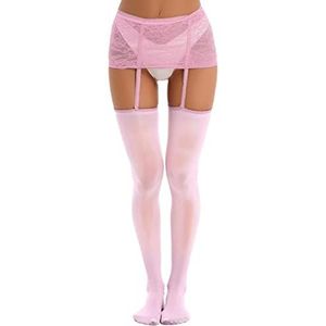 WEITING Sexy lingerie voor dames, kousenband van kant, transparant ondergoed, semi-transparante minirok met kousenband en kousen, M
