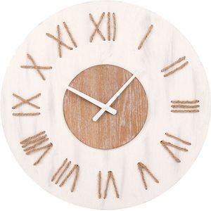 FLEXISTYLE Wandklok natuur 30cm diameter houtlook 100% eiken, hout modern, woonkamer, zonder tikkende geluiden