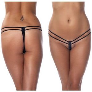 Streep G-string - Zwart