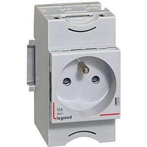 Legrand 004280 Legrand - Modulair stopcontact 10A tot 16A 250V - 2P+T met eclips - 2,5 modules - DIN-rail bevestigingsbus