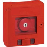 LEGRAND, Veiligheidskast (rood) IP 44 - IK 07 met paddenstoel-sleutelknop en LED-lichtmelder, 038009