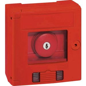 LEGRAND, Veiligheidskast (rood) IP 44 - IK 07 met paddenstoel-sleutelknop en LED-lichtmelder, 038009