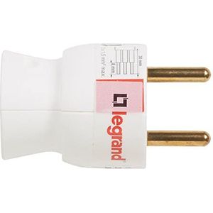 Legrand - Stekker met geaarde kunststof - kabeluitgang van onderaf - wit