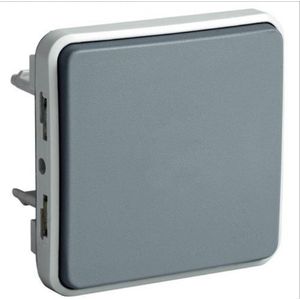 Legrand - Plexo samenstelbare drukknop - 10 A - grijs - IP 55 - IK 07 - NO contact - met steekklemmen
