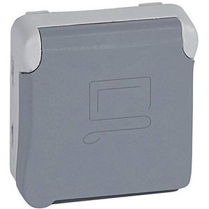 Legrand 069553 stopcontact, waterdicht, 2P+T, Plexo, comprimeerbaar, IP55, 16 A, 250 V, grijs