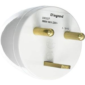 Legrand LEG90034 adapter 2 P+T, 1 stekker 16 A op 1 fitting, 20 A, wit