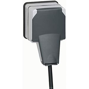 Legrand LEG90465 stopcontact met klep, IP66, 16 A, 250 V~ plexo 66, Monoblock, IP66/ik08, grijs