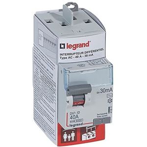 Legrand - Tweepolige differentiaalschakelaar - type AC 30mA hoge in- en uitvoer door schroefklemmen 40 A