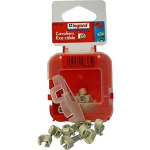 Legrand, 098365 Nagelklemmen, kabelklemmen, met ingestoken spijker, maat: 5-7 mm, 20 stuks, grijs