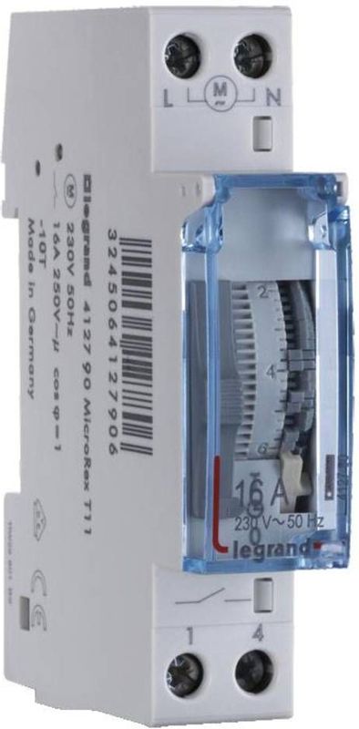 MicroRex - QT11 - Analoge Tijdschakelklok - Noodstroomvoorziening 100 Uur - Kwartsmotor