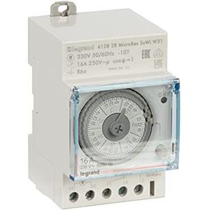 Legrand, MicroRex W31 Su/Wi Plug & Play, mechanisch met 7-daagse programma (serie ingebouwde timer voor DIN-rail, 3-modulig), 412828