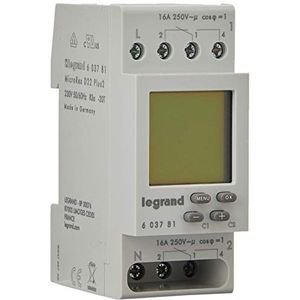 Legrand, MicroRex D22 digitale wekelijkse timer 2 kanalen 2 modules voor hoedrail 230 V en 4000 W 603781 9 x 3 x 2 cm