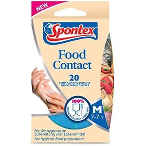 Spontex Food Contact, 20 wegwerphandschoenen van nitril, geschikt voor levensmiddelen, latexvrij en ongepoederd, maat M (1 x 20 stuks)