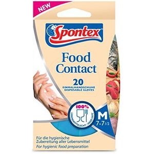 Spontex Spontex Food Contact, 20 wegwerphandschoenen van nitril, geschikt voor levensmiddelen, latexvrij en ongepoederd, maat M (1 x 20 stuks)