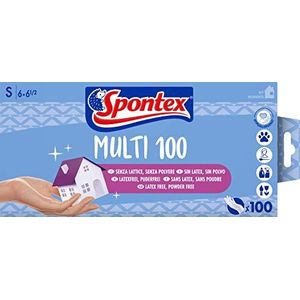 Spontex Extra 100 wegwerphandschoenen (van vinyl, ongepoederd, bijzonder huidvriendelijk en scheurvast), maat S (1 x 100 stuks)