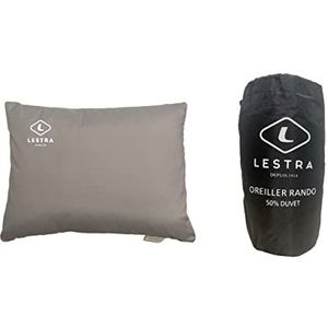 Lestra Outdoor wandelkussen, comprimeerbaar, licht en comfortabel, 50% eendendons, 45 x 35, 260 g, gemaakt in Frankrijk, grijs, eenheidsmaat, grijs.