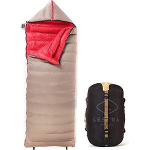 Lestra Outdoor Cocoon deken - T° Limit Comfort - 10 °C - sluiting links - comfortabel & technisch - eendendendons 190 + 40 x 80 cm - 1,6 kg slaapzak volwassenen unisex - goud