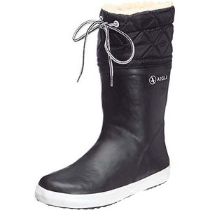 Aigle - Giboulée - Regenlaarzen - Zwart/Wit - Natuurlijk Rubber - Gewatteerd Bovenmateriaal