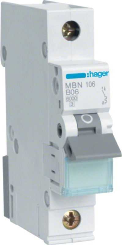 Hager MBN106 Sicherungsautomat 1P 6kA B-6A 1M