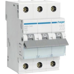 Hager Leitungsschutzschalter AC B 40A 3p 415V 6kA 3TE 50Hz Zusatzeinrichtungen möglich MBN340
